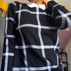 Black and White Collared Sweater Shirt Belle by Belldini Size Small